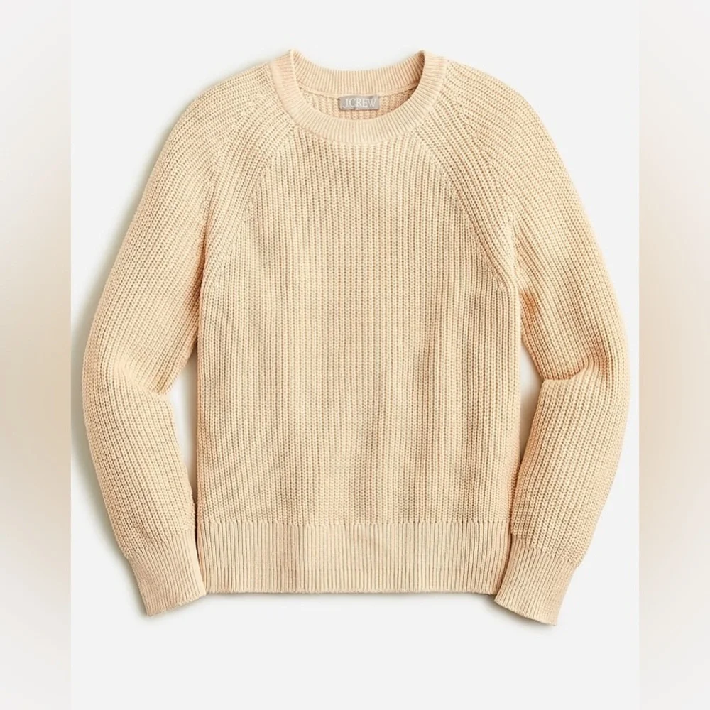 NWT J.Crew Cotton Fisherman Sweater in Raw Cashew